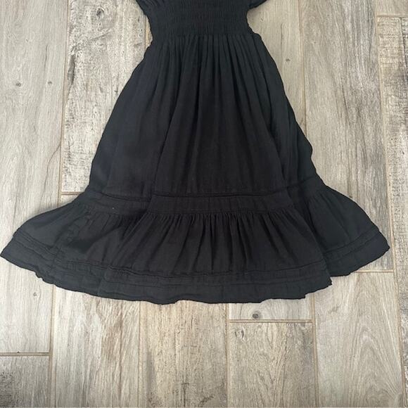 Rails Tara Black Lace Detail Mini Flutter Sleeve Linen Blend Dress Large - Picture 8 of 11